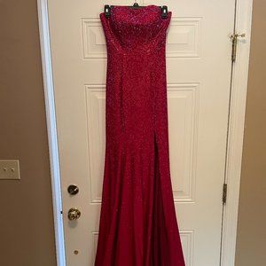 Stunning strapless red prom gown